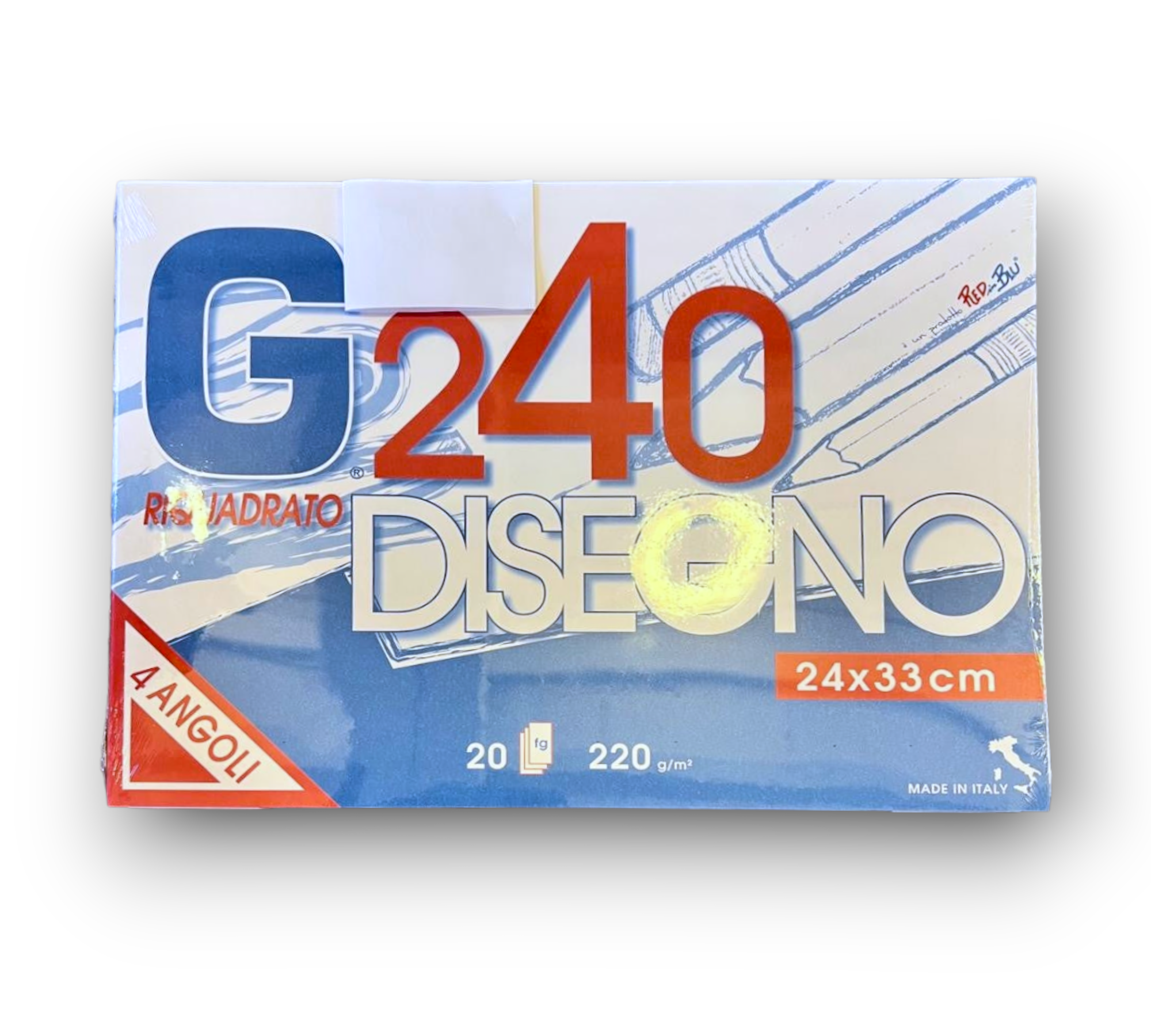 BLOCCO DISEGNO 4 - 220 GR. - 24X33 - 20 FG. - RIQUADRATO